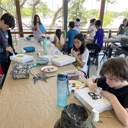 campers making insect boxes