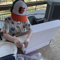 camper making insect box