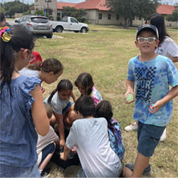 campers playing with water balloons