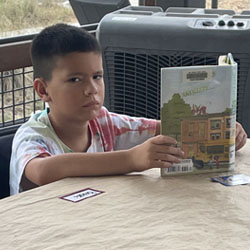 camper reading a book