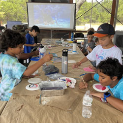 campers painting paper plates