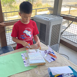 camper making tadpole/frog optical illusion