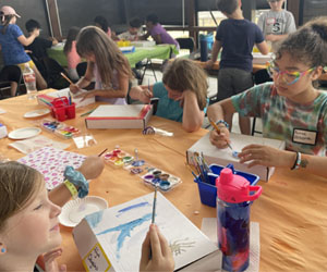 campers making insect boxes