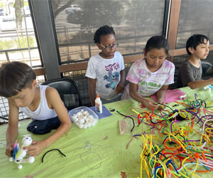 campers making insect models