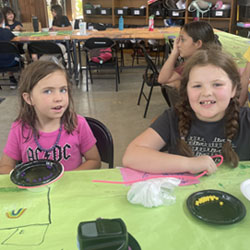 campers making bead key chains