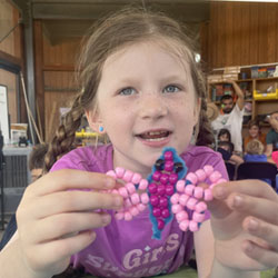 camper displaying bead key chain