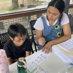 campers making aquatic animals