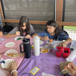 campers painting rocks