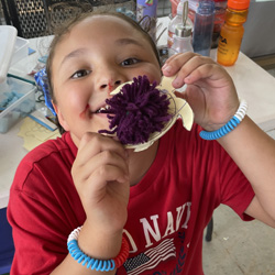 camper displaying aquatic animal craft