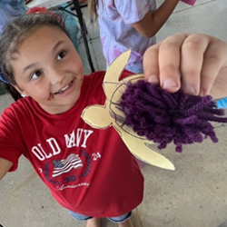 camper displaying aquatic animal craft