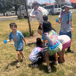 campers playing with water balloons