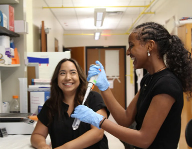 two students in lab