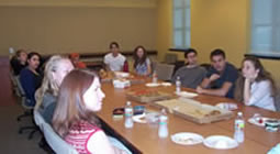 students seated at table