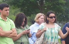 students standing outside