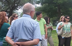 students standing outside