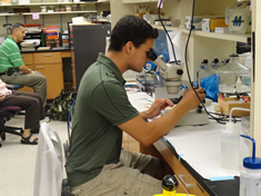 Nicholas Morales at lab table