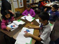 students working at desks