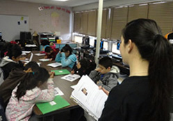 students working at desks