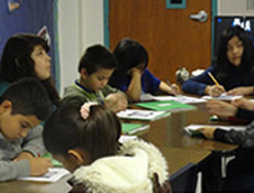 students working at desks