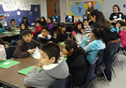 students working at desks