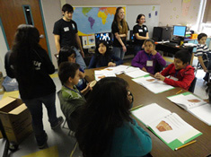 students working at desks