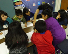 students working at desks