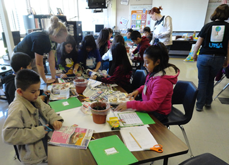 students working at desks