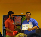 student getting certificate