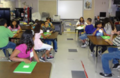 students at tables