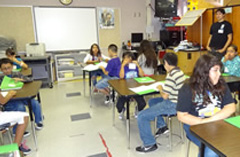 students at tables