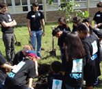 students and tree planting